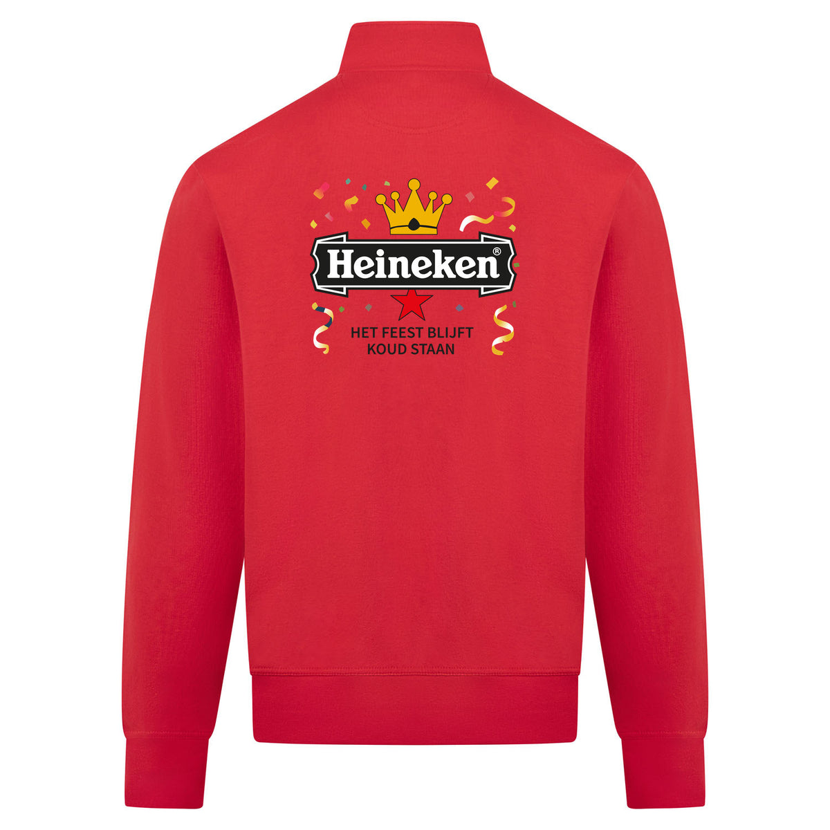 Heineken Het Feest Blijft Koud Staan Sweatvest – rood – back