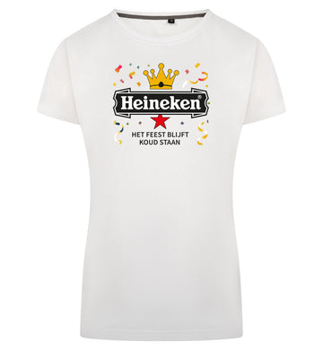 Heineken Het Feest Blijft Koud Staan T-Shirt Dames – wit