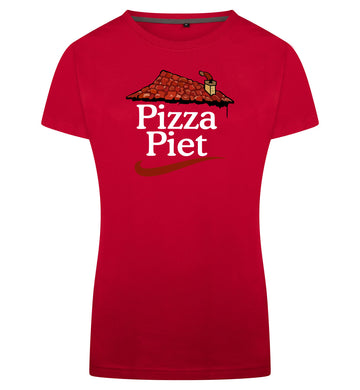 Pizza Piet T-Shirt Dames – rood