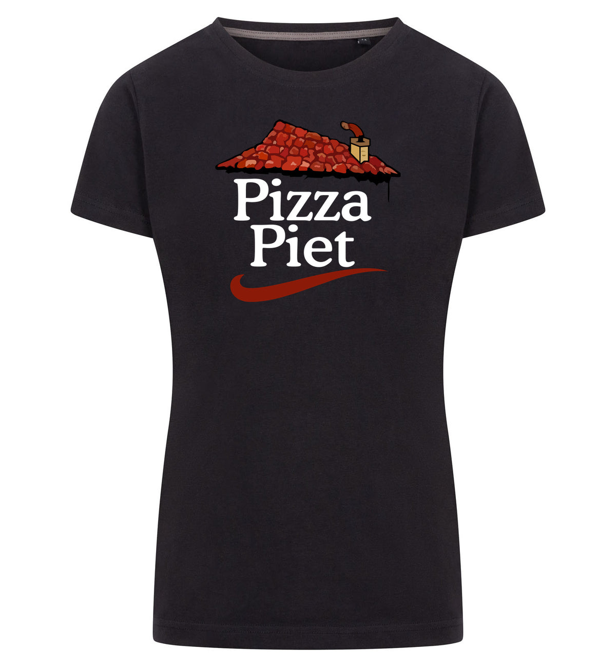 Pizza Piet T-Shirt Dames – zwart